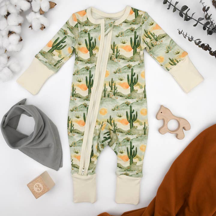 Earthy - Venta al por mayor Pijama - Bebé - Pijama de bebé de algodón orgánico con cremallera frontal de doble sentido, Kestrel