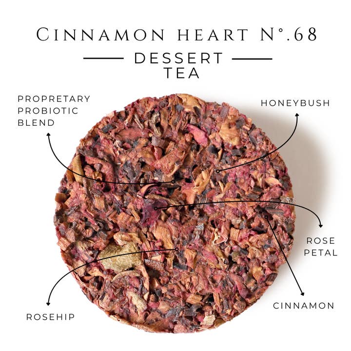 Cinnamon Heart No. 68 – Spiced Candy Probiotic Tea Discs for wholesale by iLOLA Tea