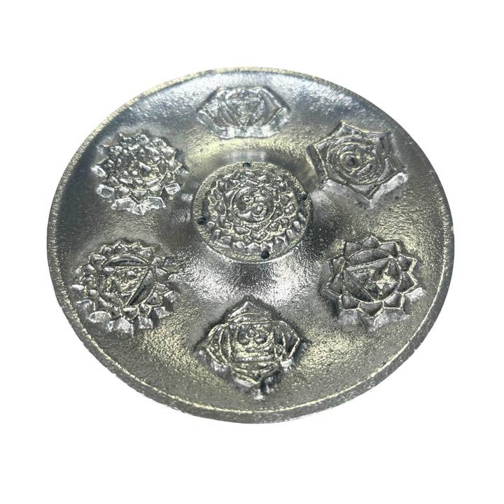 Seven Chakra Metal Incense Stick Disc Burner for wholesale by Earths Elements Wholesale