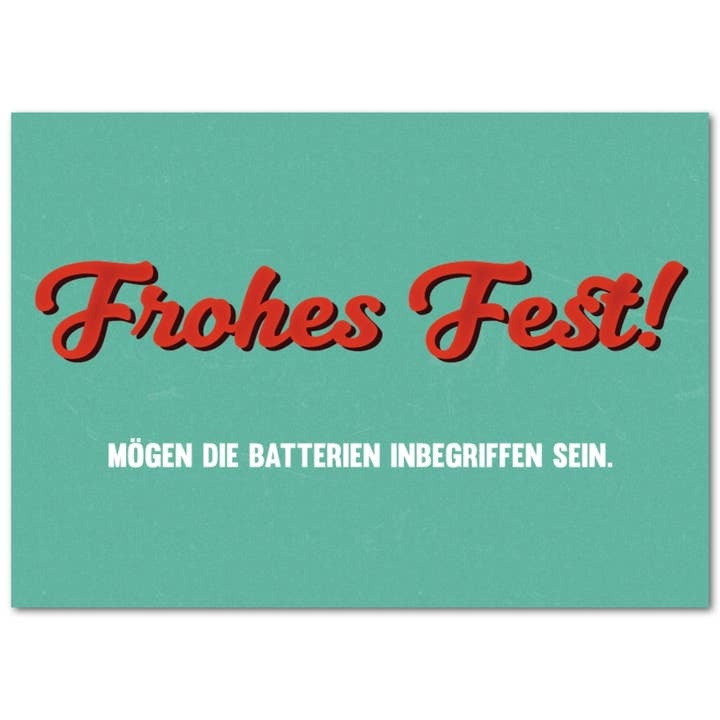 Postcard “Batteries” - Christmas for wholesale by Rabenmütter Verlag UG