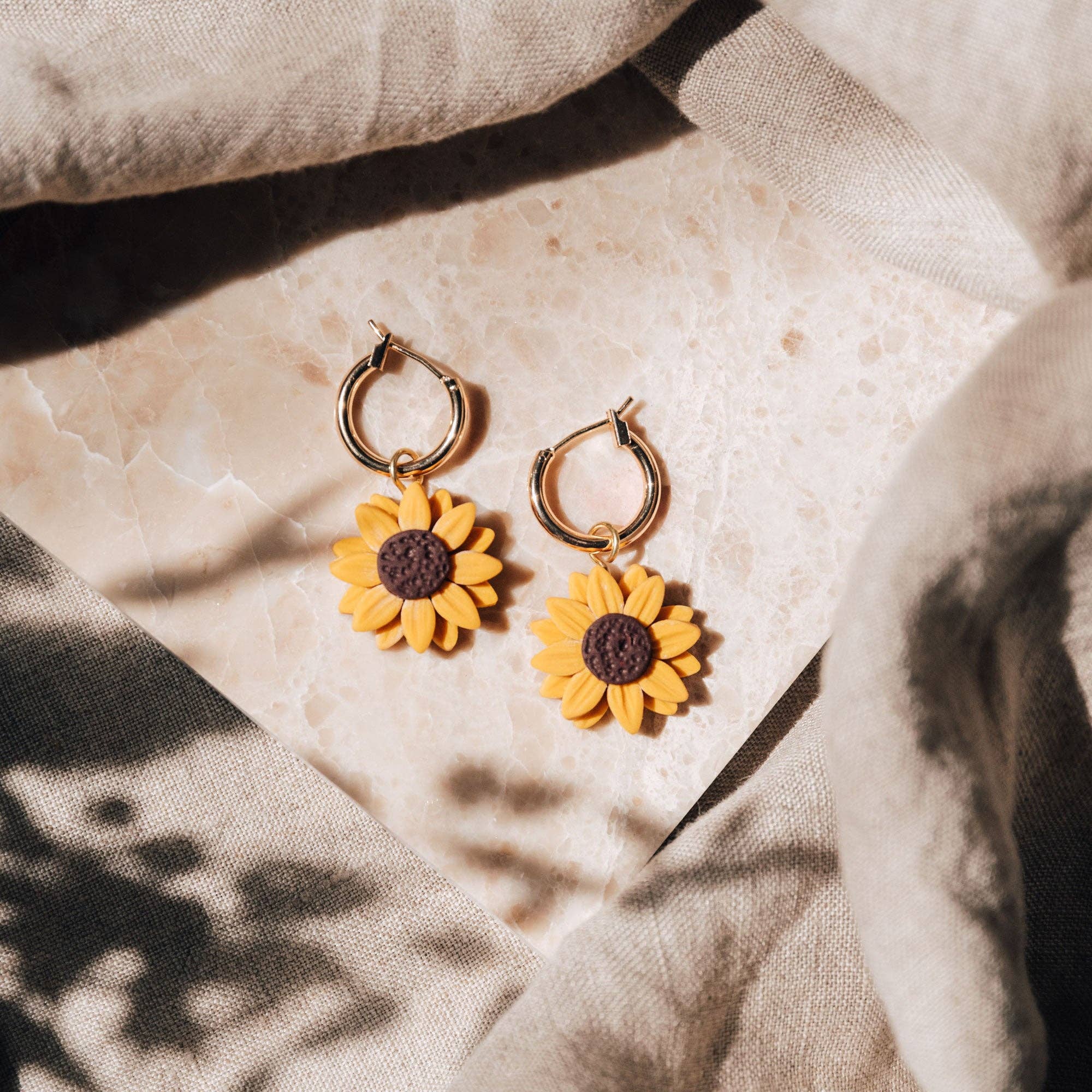 Pepper You - Wholesale Dangle Earrings - Sunflower Gold Hoop Earrings2
