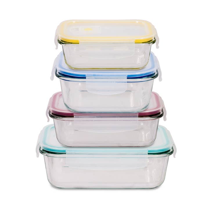 Premium Glass Food Containers with Snap Lock Lids, 8 Piece for wholesale by Lexi Home