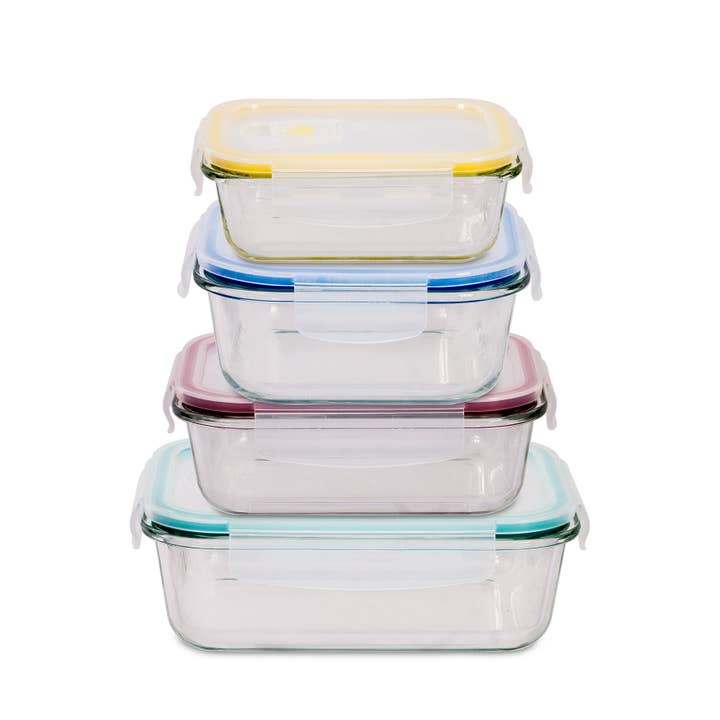 Lexi Home - Wholesale Food Storage Container - Premium Glass Food Containers with Snap Lock Lids, 8 Piece