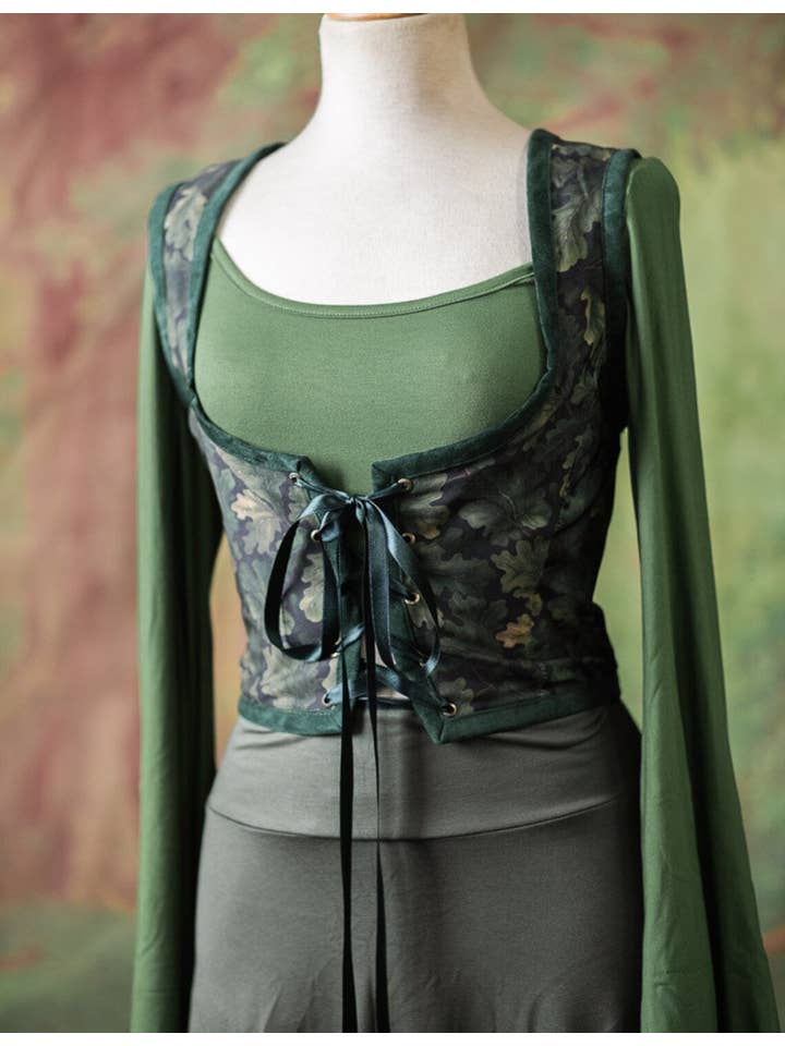 Costurero Real - Wholesale Corset - Women's - Renaissance bodice Oak leaves cottagecore style corset vest
