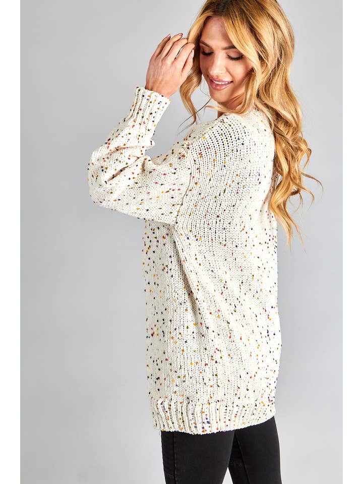 P.S Kate - Wholesale Cardigan - Women's - Rainbow color pom pom cardigan - PLUS 110942