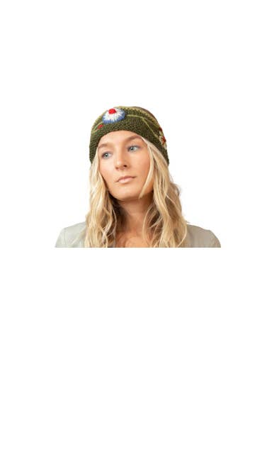 Earth Divas - Wholesale Fashion Headband - Women's - Wool Knit Headband with Ear Flap and Embroidered Flowers1