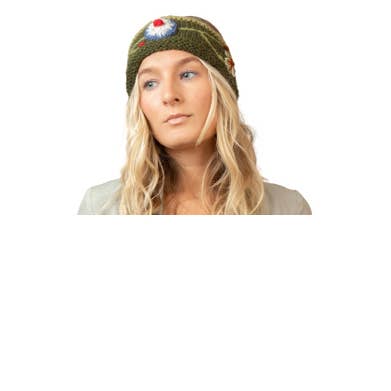 Earth Divas - Wholesale Fashion Headband - Women's - Wool Knit Headband with Ear Flap and Embroidered Flowers1