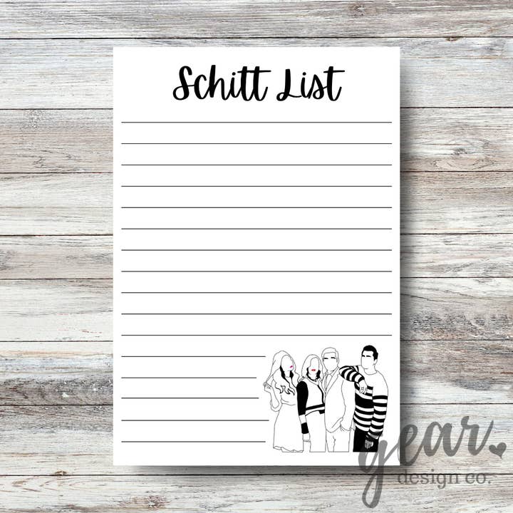 Schitt List Lined Notepad for wholesale by Gearhart Design Co.