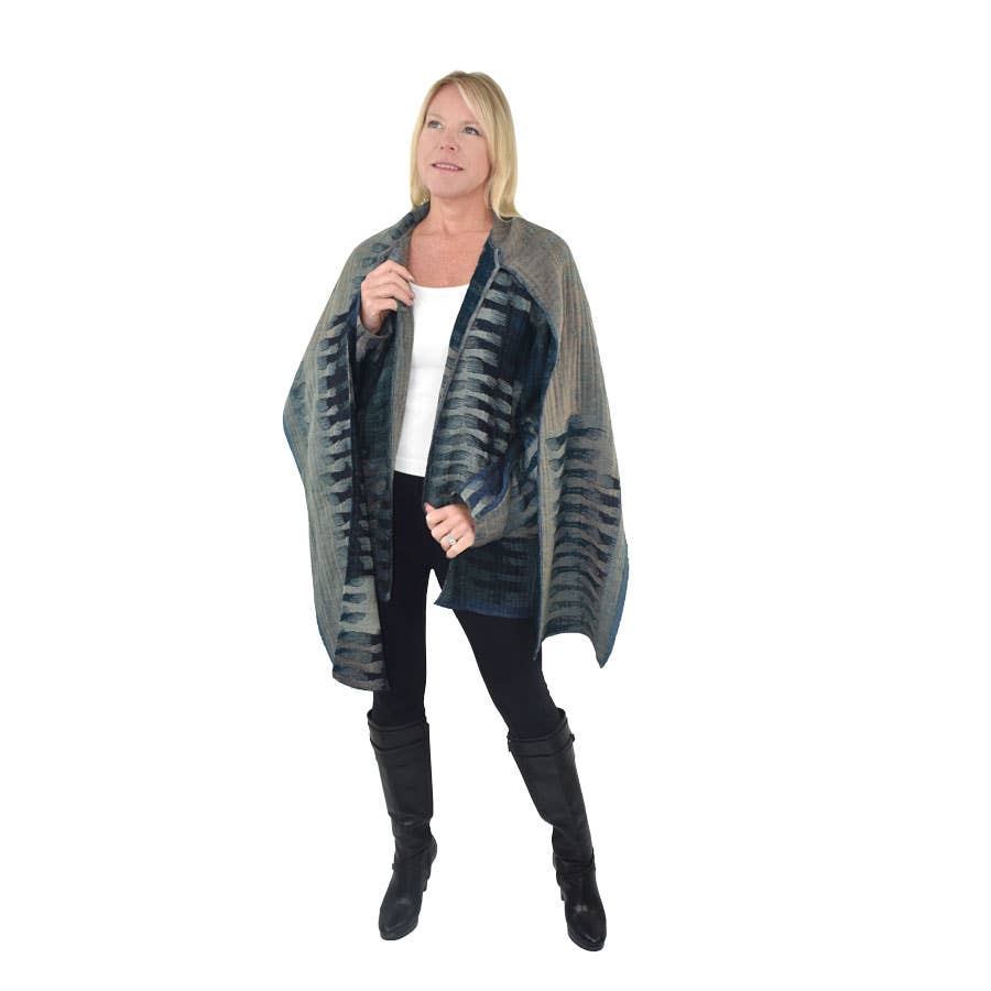 Dupatta Designs - Vente Manteau – femme - Veste-pull ample à fermeture éclair avec écharpe intégrée4