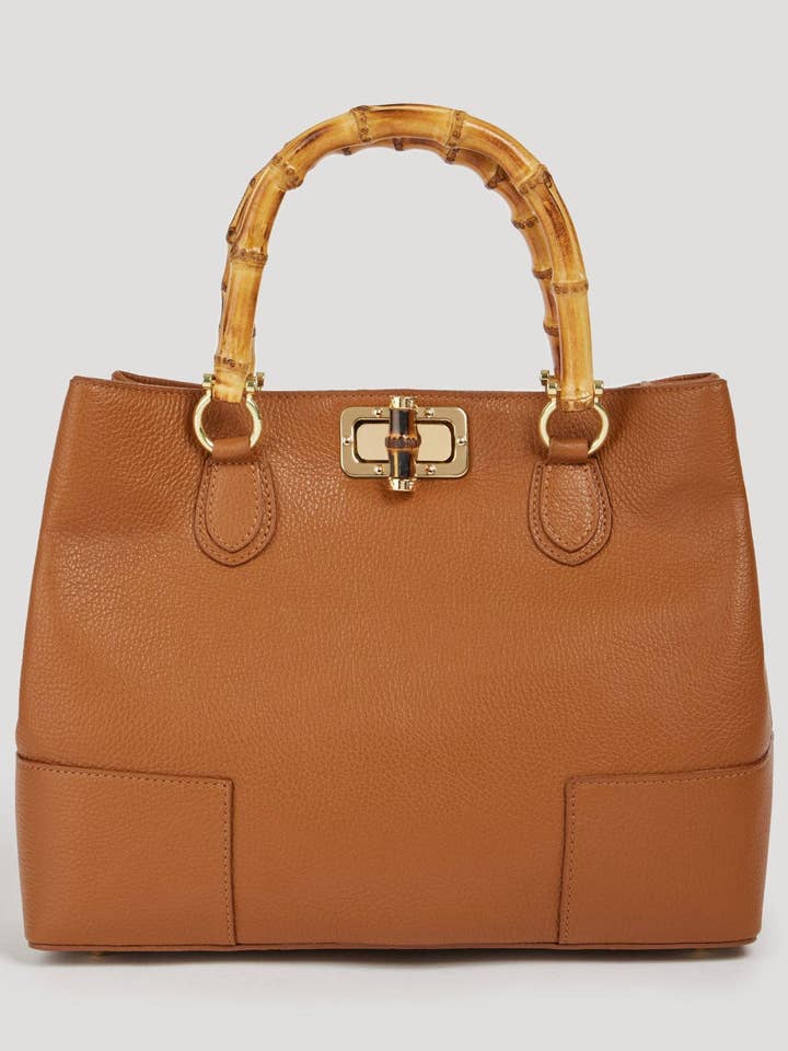 Bamboo Babe Taske i Tan Dollar Læder for engroshandel hos Prestige Milano