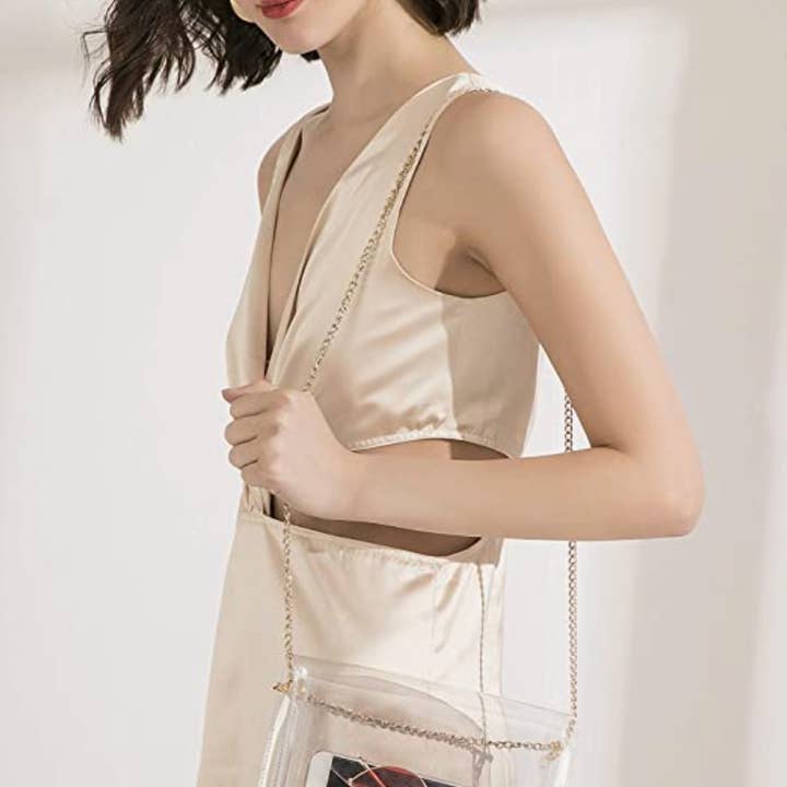 Mavi Bandz - Wholesale Crossbody bag – Women's - Clear Crossbody Stadium Concert Purse Gold Adjustable Chain4