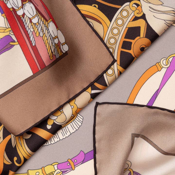 Elizabetta Made in Italy USA - Wholesale Scarf - Women's - Sella Nobile - Silk Foulard - Tan3