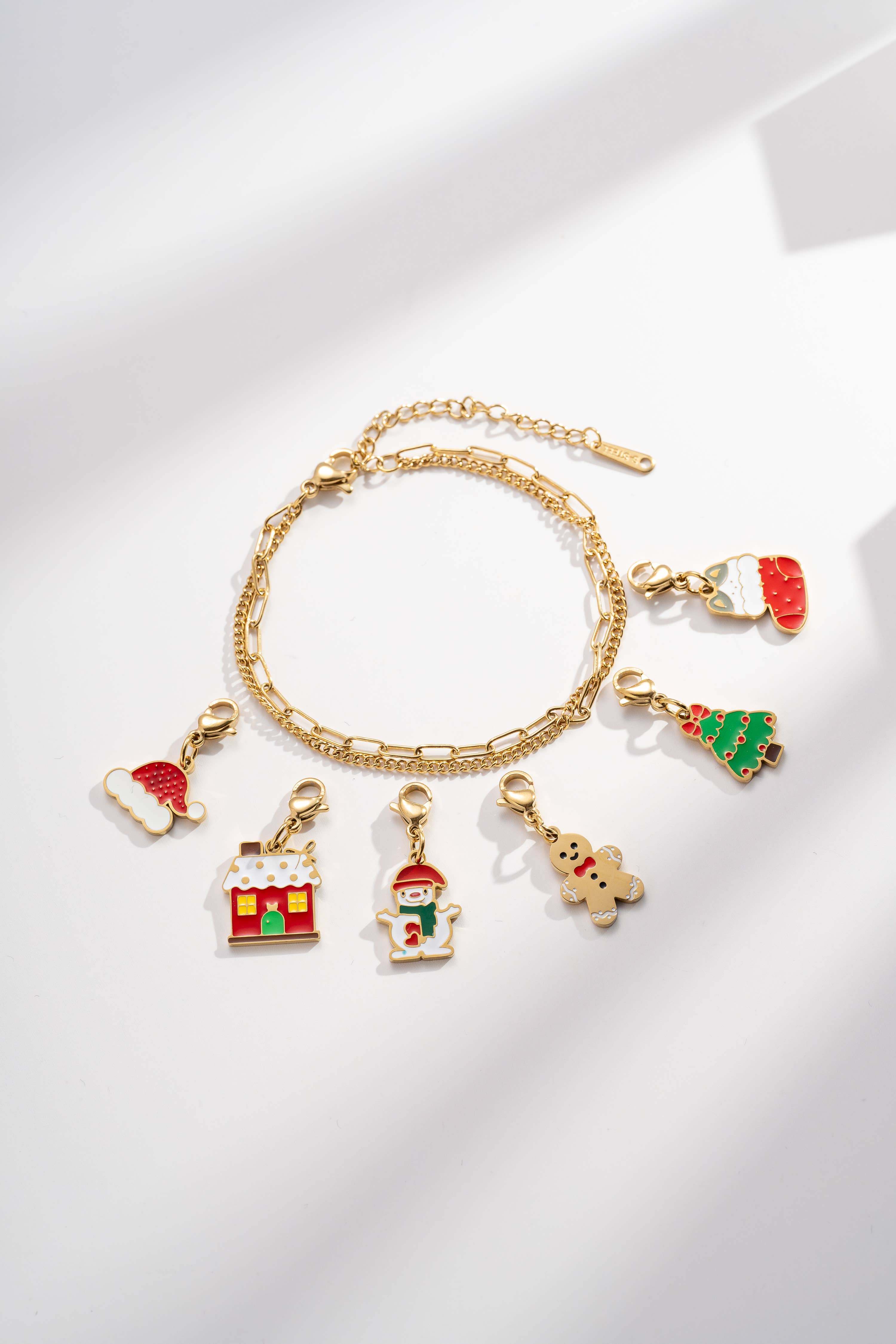 COSMOS - Wholesale Charm/Dangle Bracelet - Double Tour Rectangular Link Charm Holder Steel Bracelet