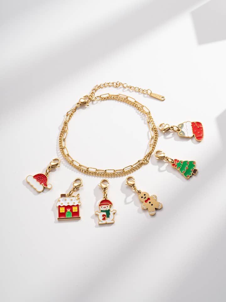 Double Tour Rectangular Link Charm Holder Steel Bracelet for wholesale by COSMOS