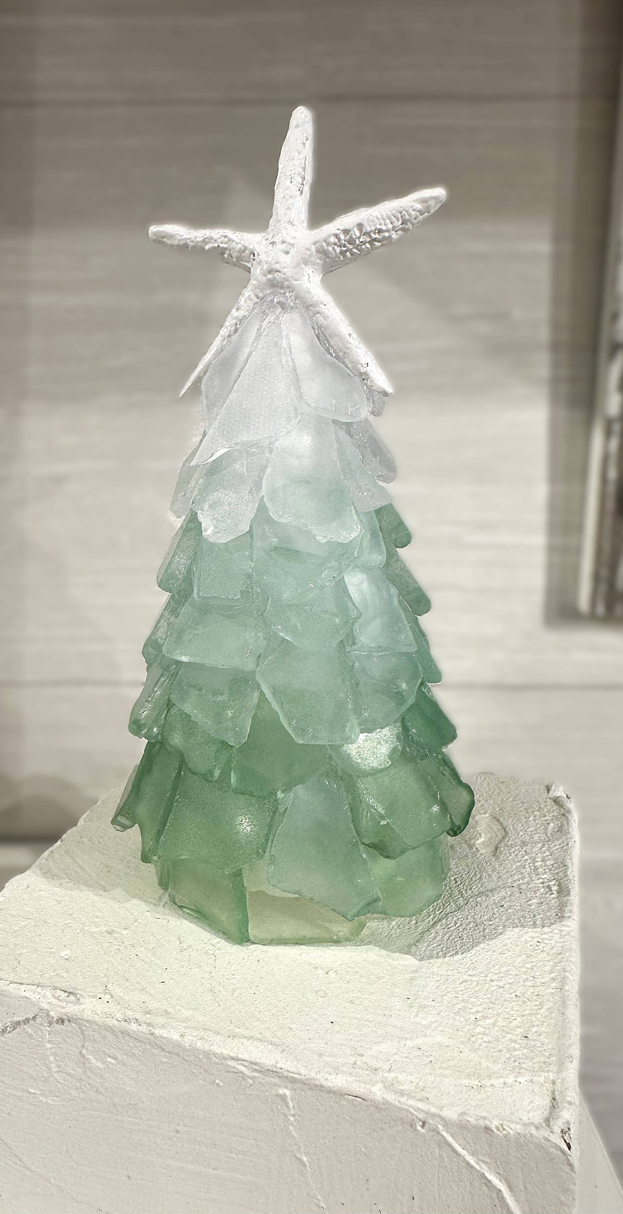A SEAGLASS CREATION/SALTY SIGNS DESIGNS - Wholesale Christmas Decoration -  Mini Seaglass Christmas Tree No Lights Resin Starfish, 6 in13