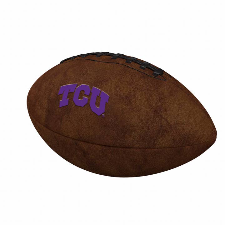 Mini-ballon de football NCAA TCU Horned Frogs de 9 pouces avec logo en couleur pour la vente par Gulf Coast Sales