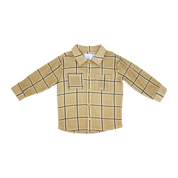 Set de pantalones de gasa de 2 piezas para niños: tela escocesa beige para venta al por mayor de Rose Textiles