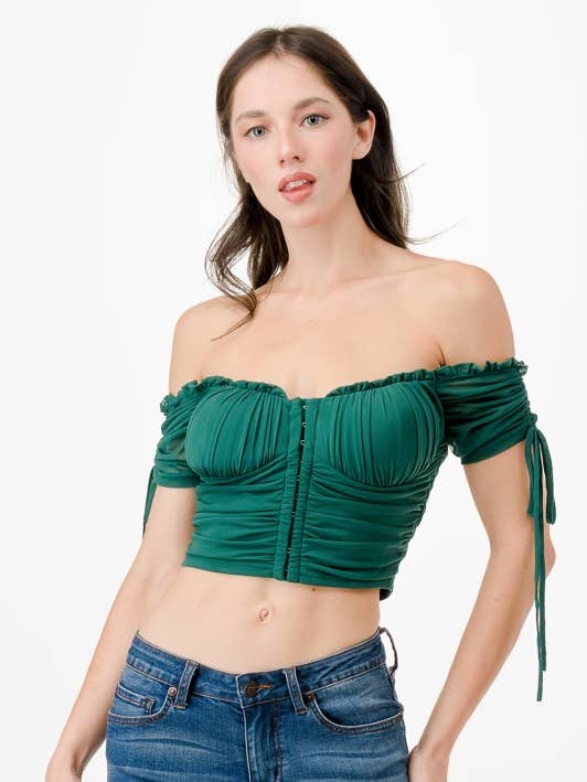 A2577-Kraftnät Off Shoulder Korsettopp för wholesale av April Moon