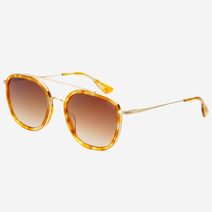 Light Tortoise Brown Weston Acetate Round Unisex Sunglasses for wholesale on Faire