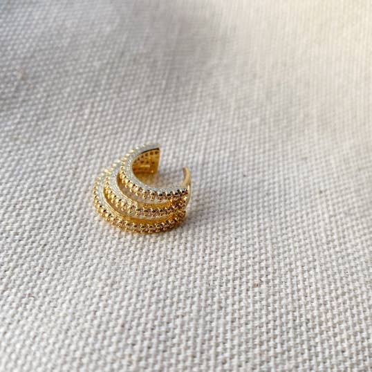 GoldFi - Wholesale Cuff/Wrap Earrings - 18K Gold Filled Cubic Zirconia Three-Layer Ear Cuff5