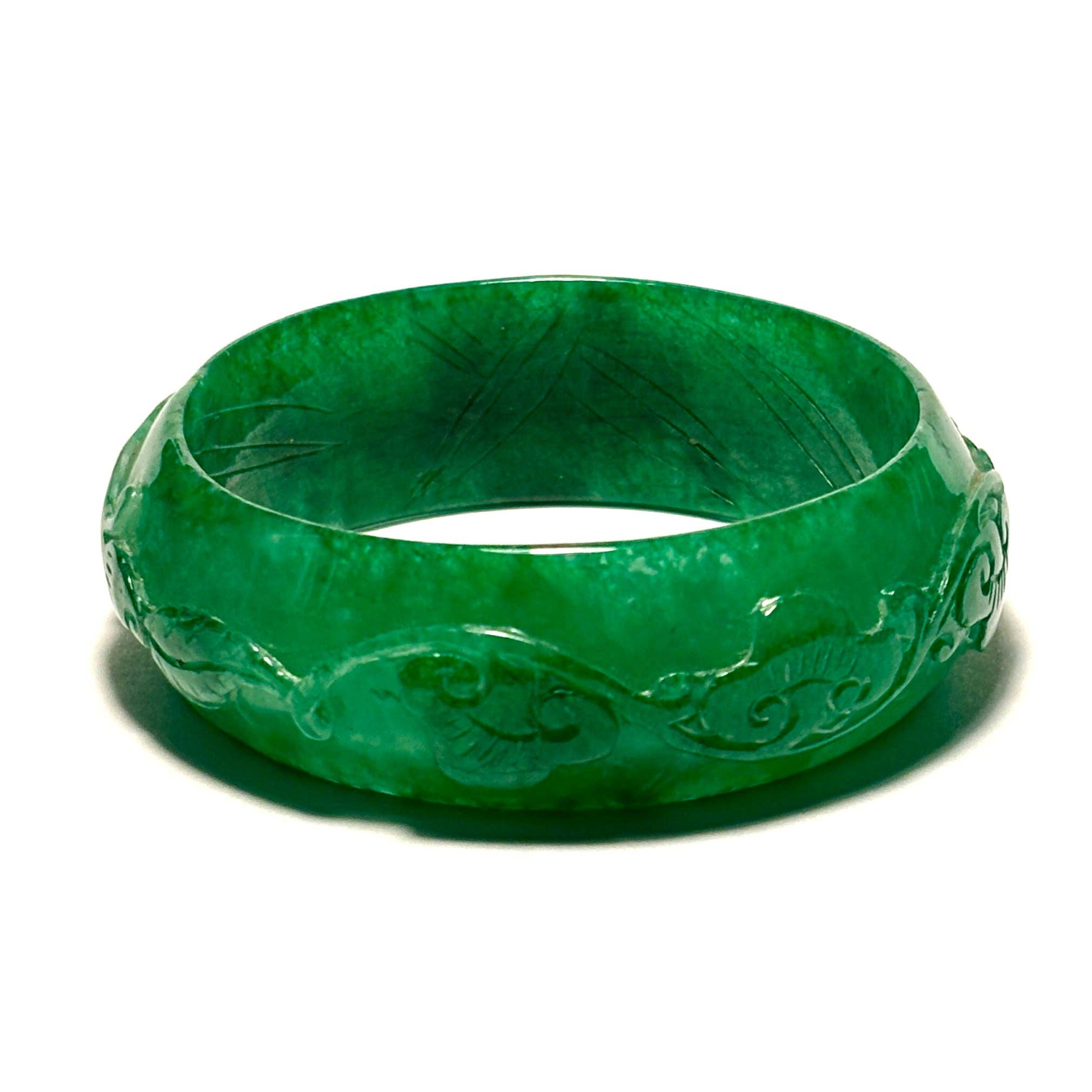 Whitestone Jewelry Co. - Wholesale Bangle Bracelet - Hand-Carved Green Jade Bangle2