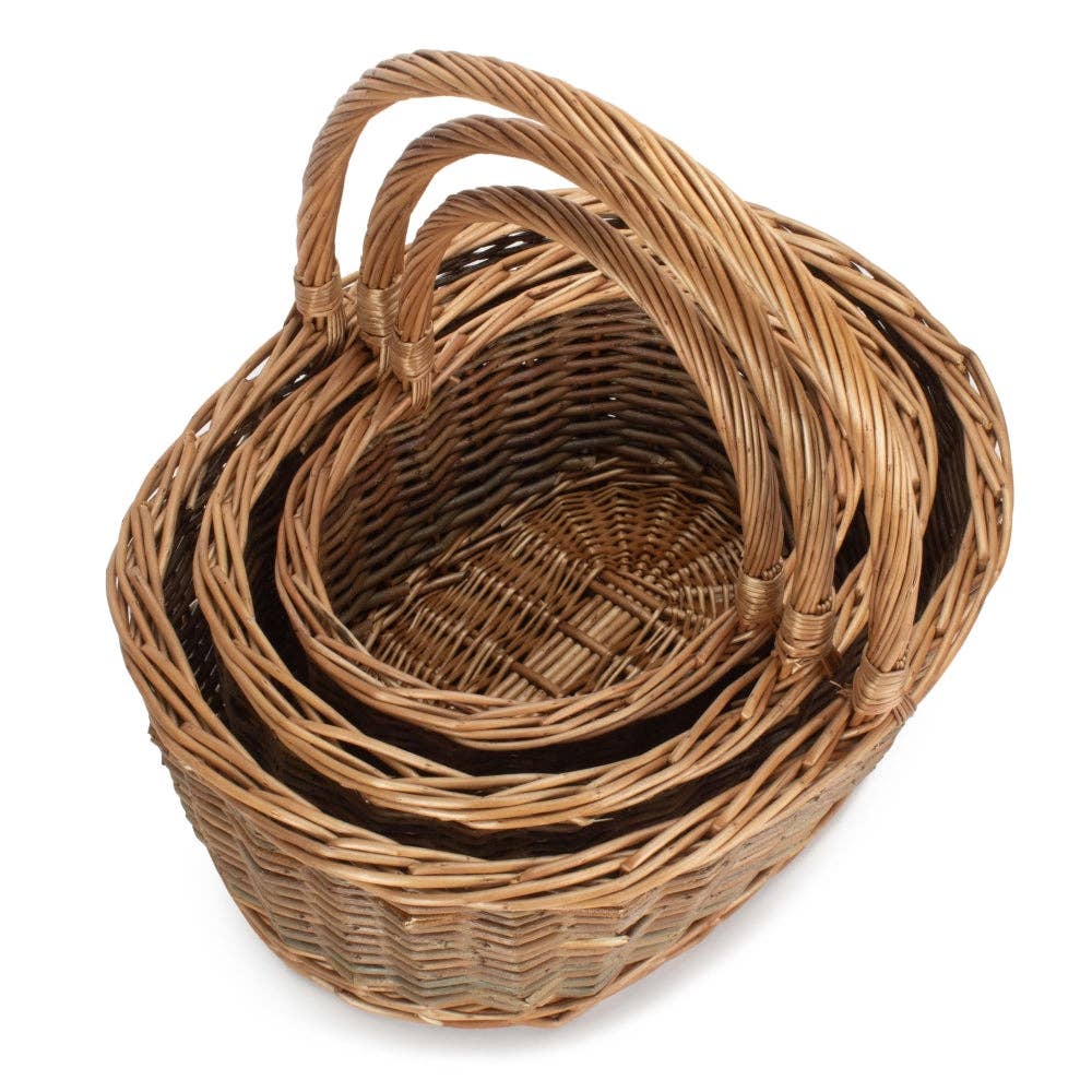 Red Hamper – wholesale Basket – Oval Unpeeled Willow Shopping Basket3