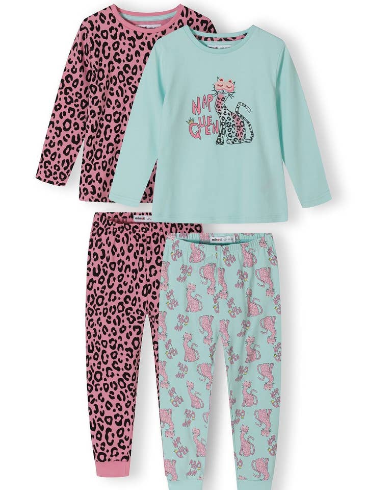 Girls 2 pack long sleeve pyjamas turquoise 2-14y for wholesale by Minoti sp. z o.o.