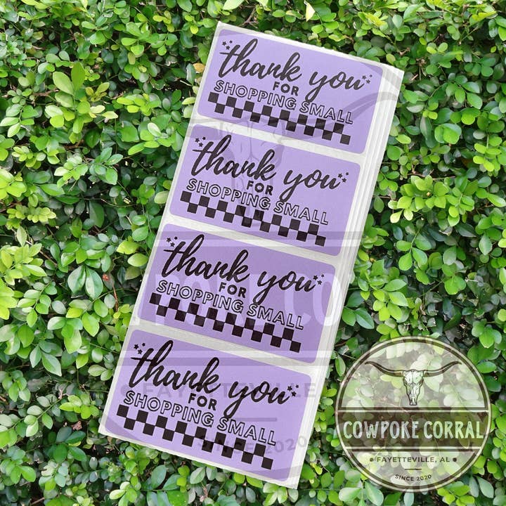 Thank You For Shopping Small Checkered- Packaging Stickers for wholesale by Cowpoke Corral
