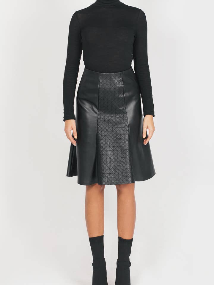 Flared Leather Skirt for wholesale by Maison BOGOMIL