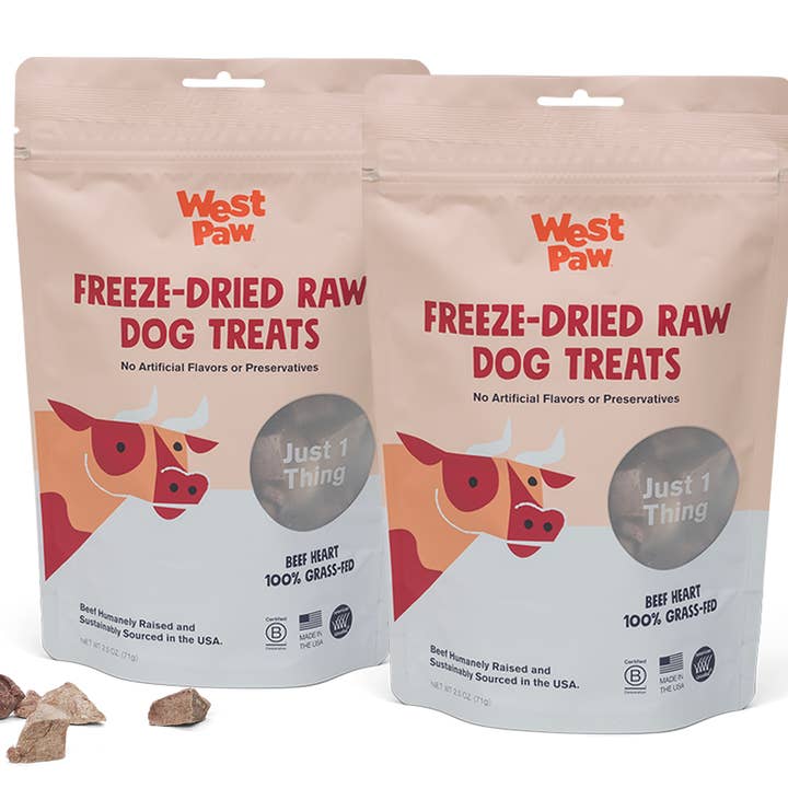 West Paw - Wholesale Pet Treats - Dog - Freeze-Dried Beef Heart Single-Ingredient Treats -Case of 61