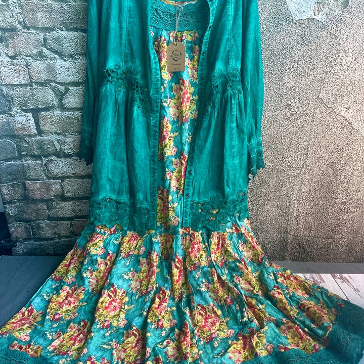 A Rare Bird Shop - Wholesale Dress - Women's - Teal Floral Dress