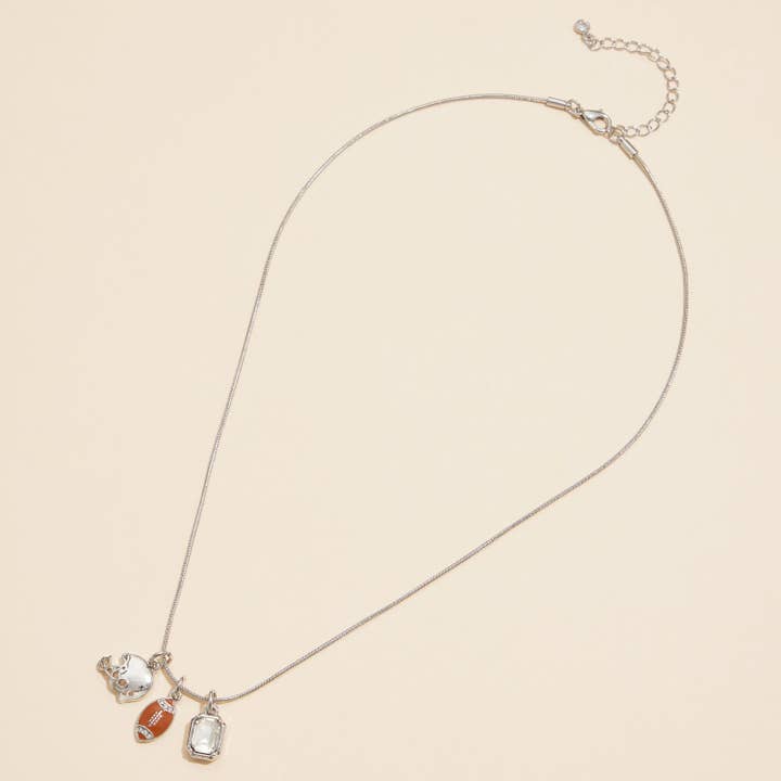 18K Gold Dipped Football Helmet Charm Necklace with Gem for wholesale on Faire4