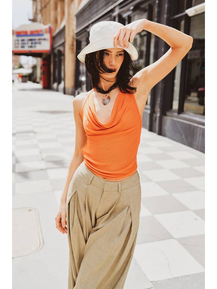 Mimosa - Wholesale Tank Top - Women's - Cowl Neck Open Back Tie Tank Top5