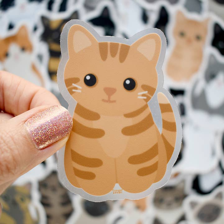 On dirait mon chat ! Autocollant orange en forme de chat tigré pour la vente par Chester and Pearl