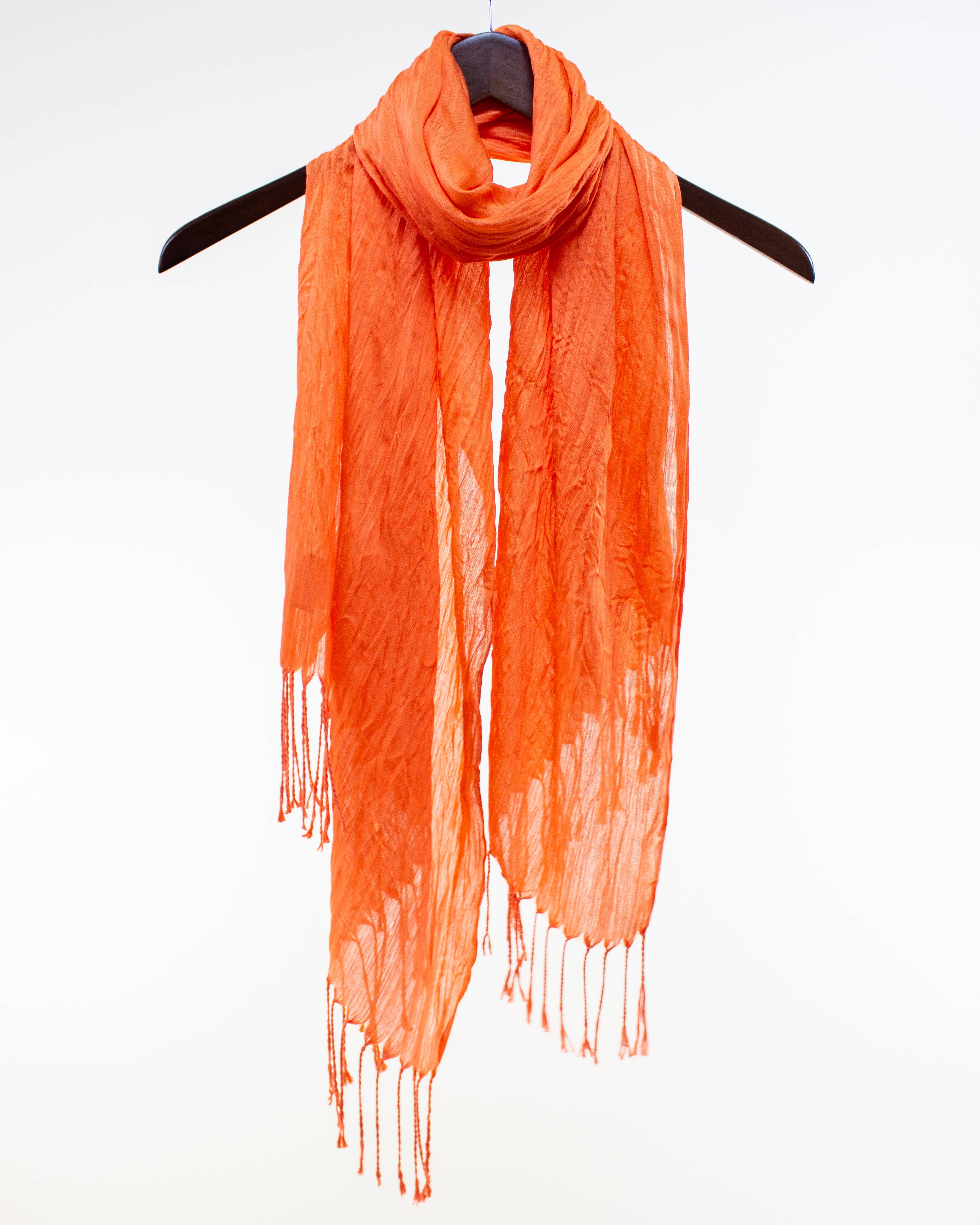 Original USA - Wholesale Scarf - Women's - Sheer Solid Scarf with Fringe11