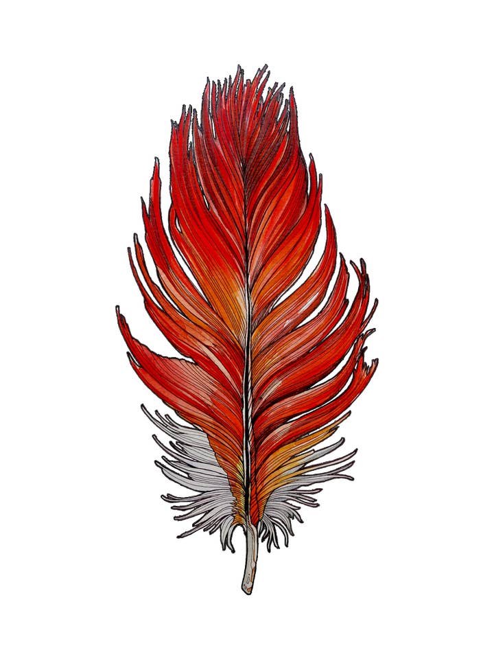 Respira - Venta al por mayor Camiseta serigrafiada - Unisex - Camiseta | Pluma roja de Irene Meniconi