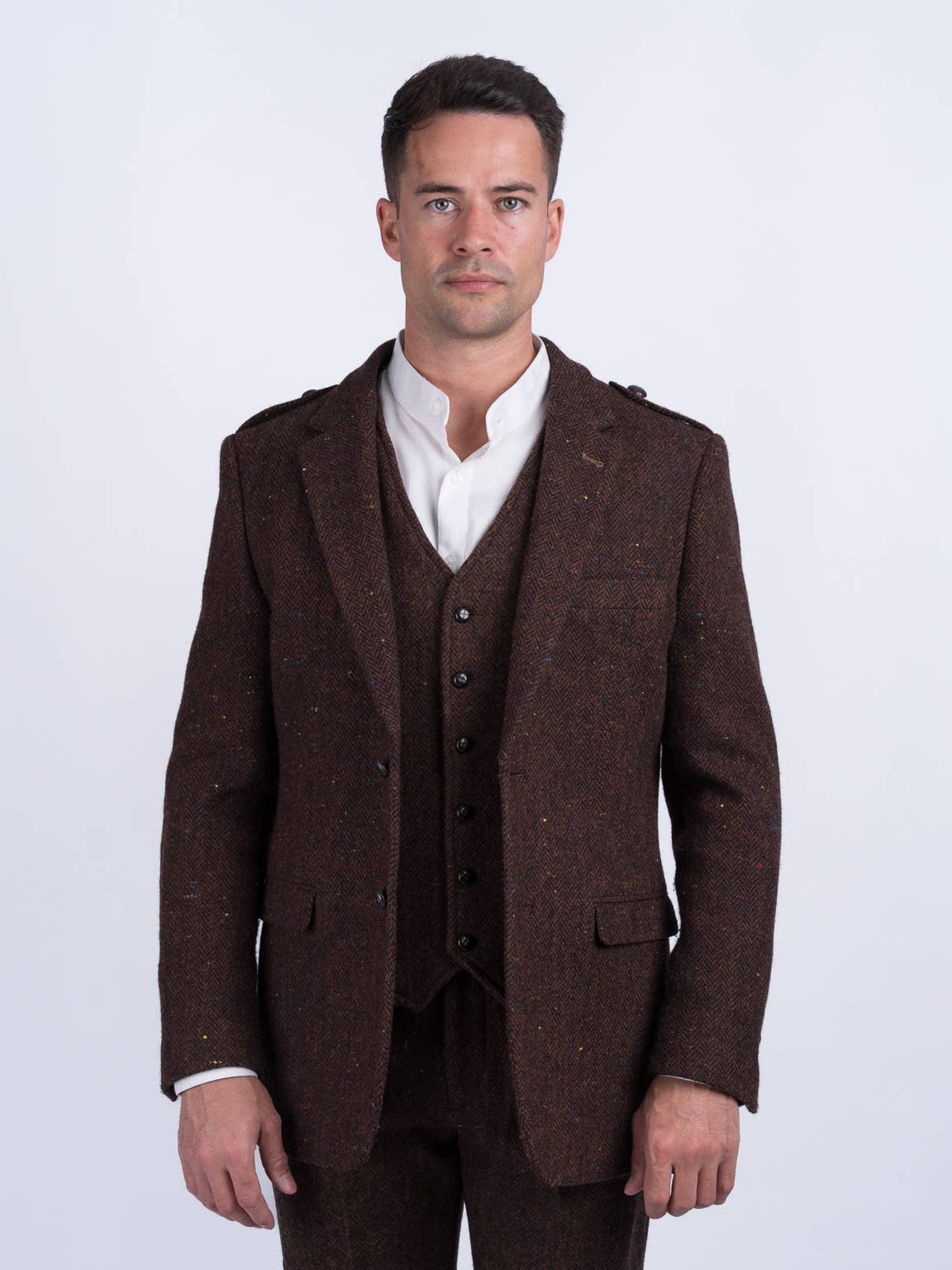 Brown Herringbone Tweed Jacket & Blazer for wholesale on Faire1