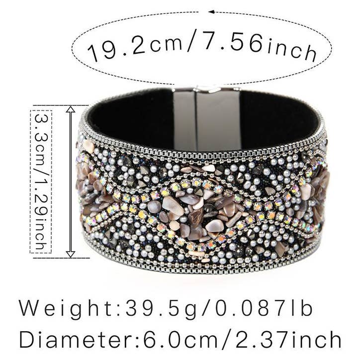 Mio Queena - Wholesale Bangle Bracelet - Boho Handmade Gravel Beads Magnetic Buckle Bangle - BJ/LB/CS