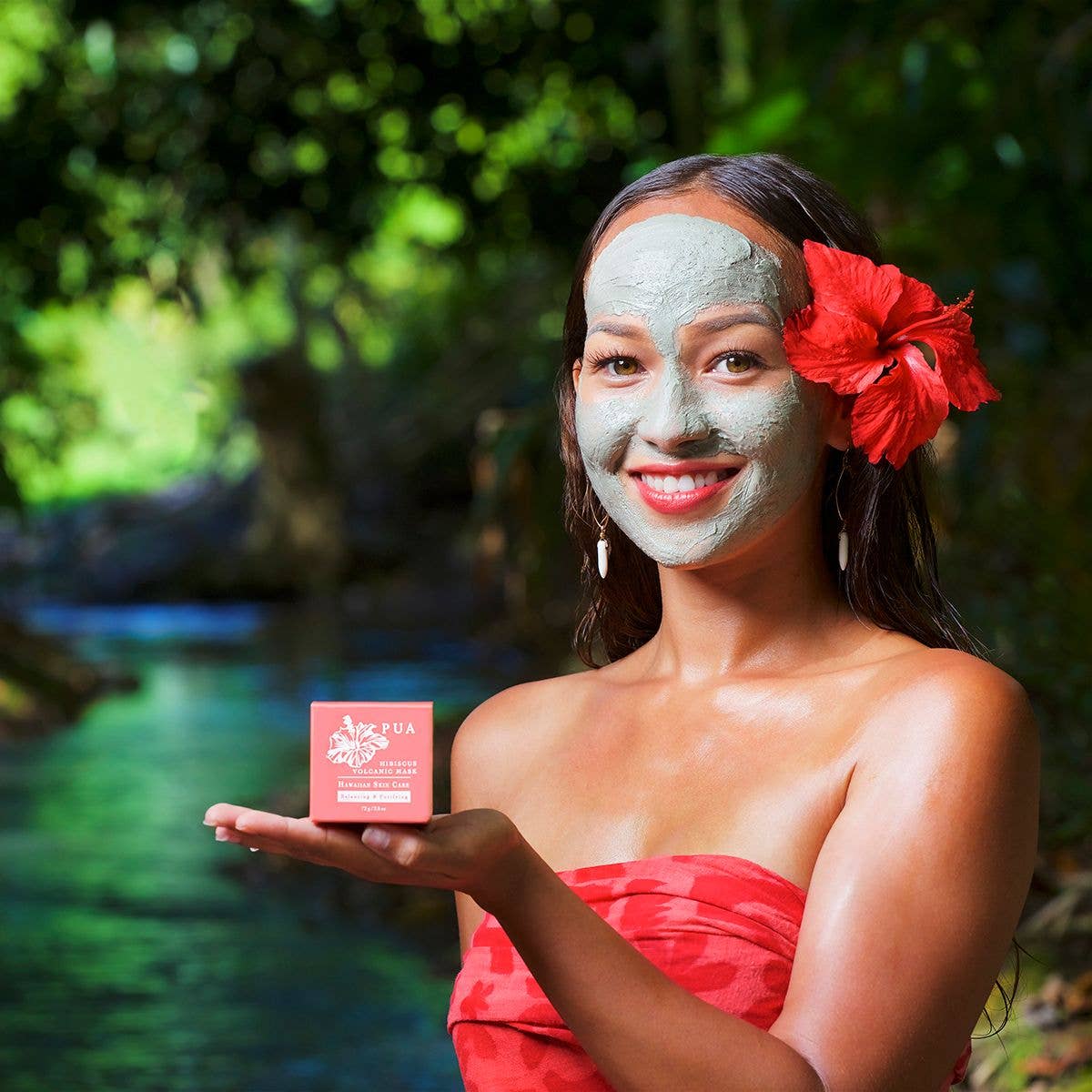 Ola Tropical Apothecary - Vente Masque pour le visage - Masque Pua Volcanic à l'hibiscus | Thérapie pour toutes les peaux | 2 fl2
