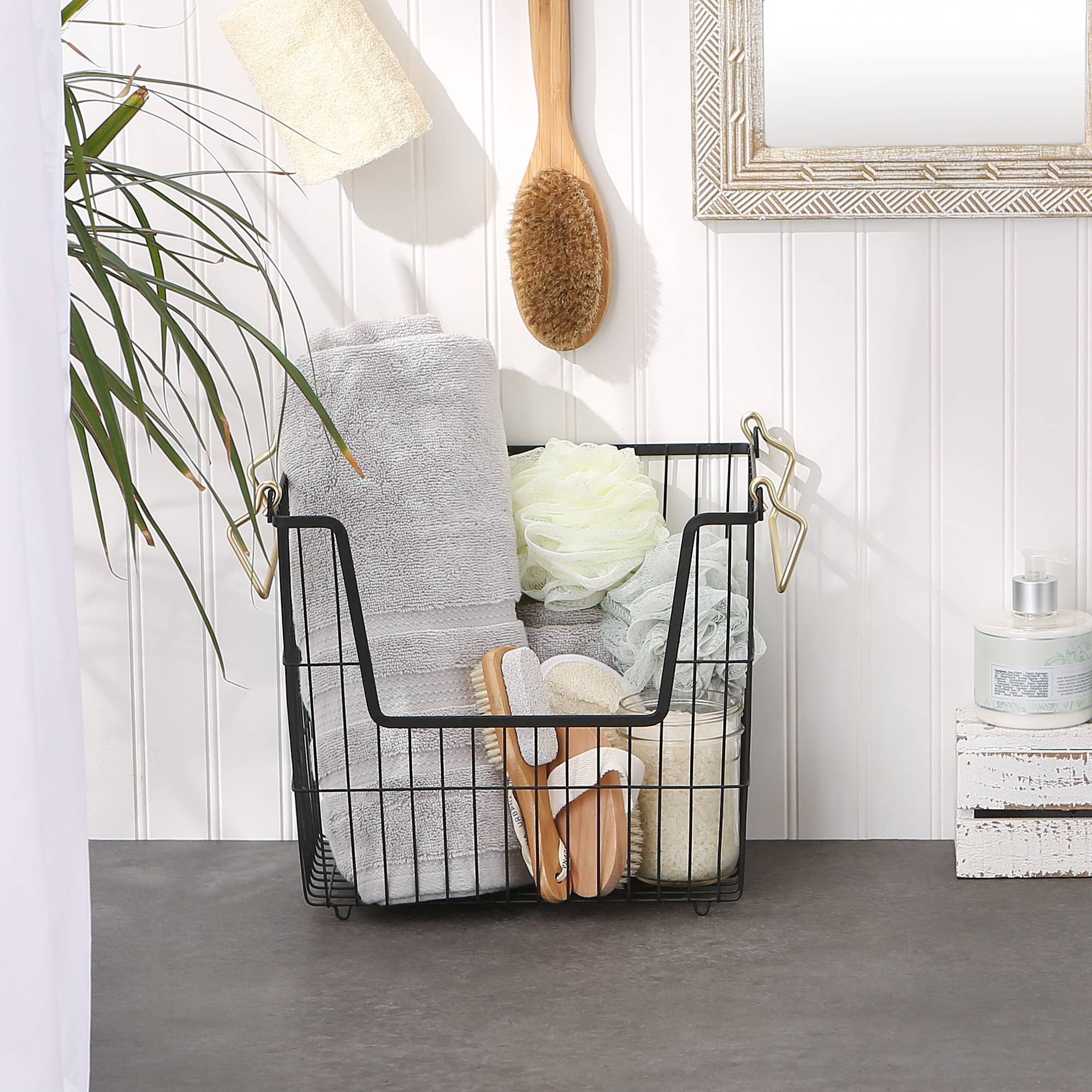 Welcome Home Unbeatable Deals - Vente Paniers - Panier en métal Noir/Doré Rectangle Large 13 x 10 x 113