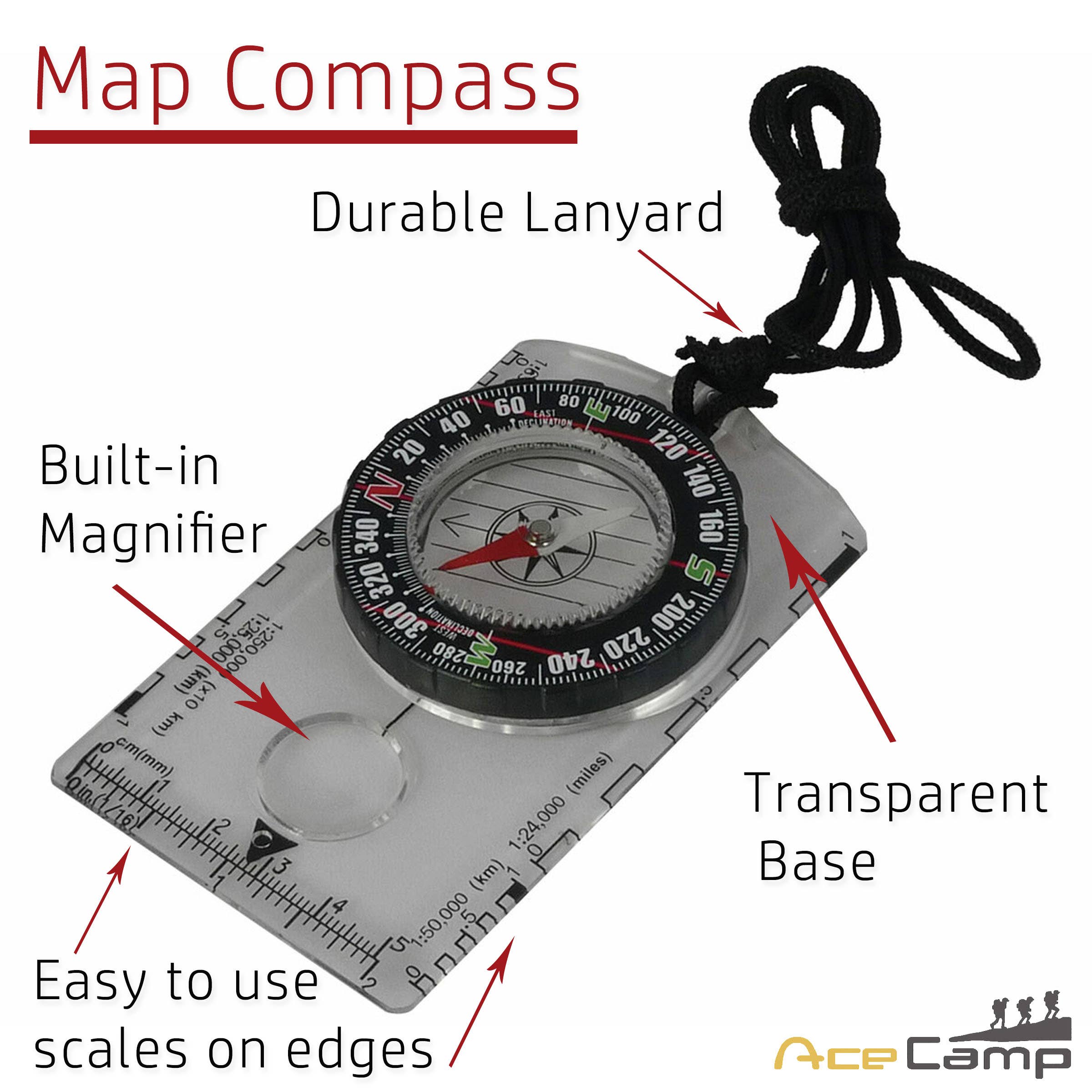 AceCamp - Wholesale Navigational Compass - Map Compass1