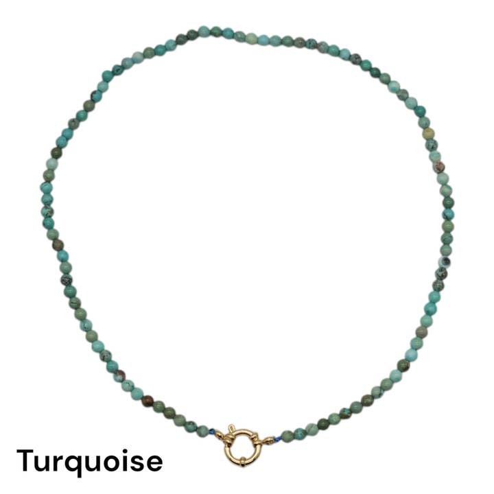 Foliesbijoux - Wholesale Beaded/Pearl Necklace - 43 cm necklace in 4 mm with gold-plated stainless steel buoy clasp (20 stones available)8