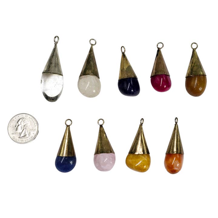 Gemstone Crystal Pendant Brass or Silver Plated Brass DIY for wholesale by Jewelers Paradise
