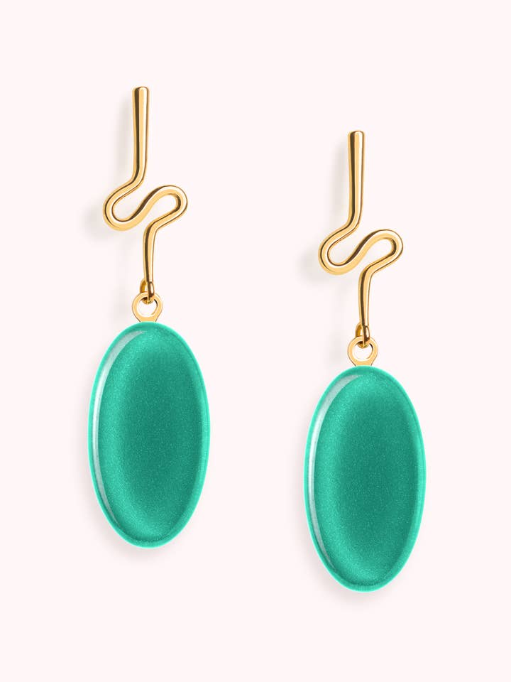 Costa Earring Acqua Green – 18K Gold Plated for wholesale by Garda