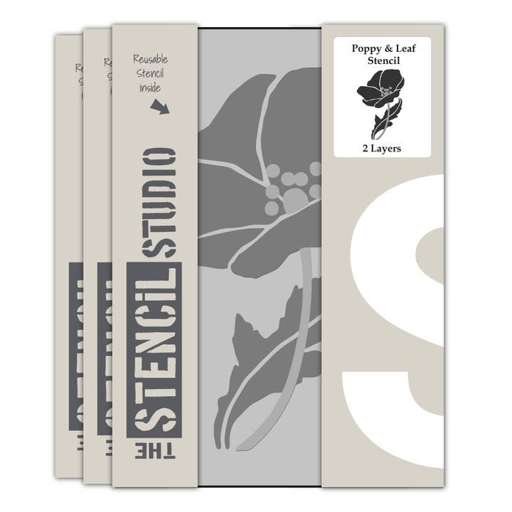 The Stencil Studio - Wholesale Stencil - Poppy en Leaf stencil1