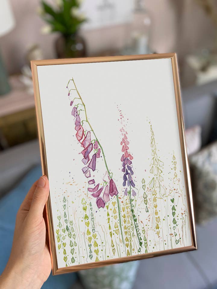 Wild Foxgloves Wall Art Print for wholesale by We Love Prints