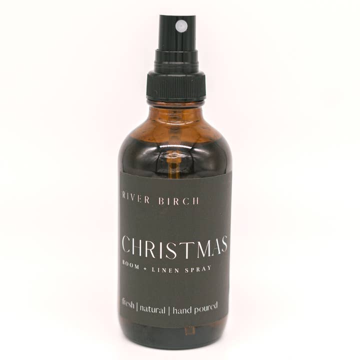 River Birch Candles - Wholesale Room & Linen Spray - Christmas - 4 oz Amber Glass Room + Linen Spray