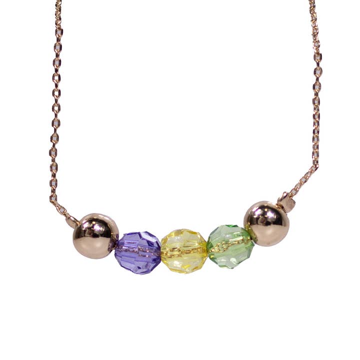 Carnival Jewels Necklace Purple/Green/Gold 16" for wholesale by The Royal Standard