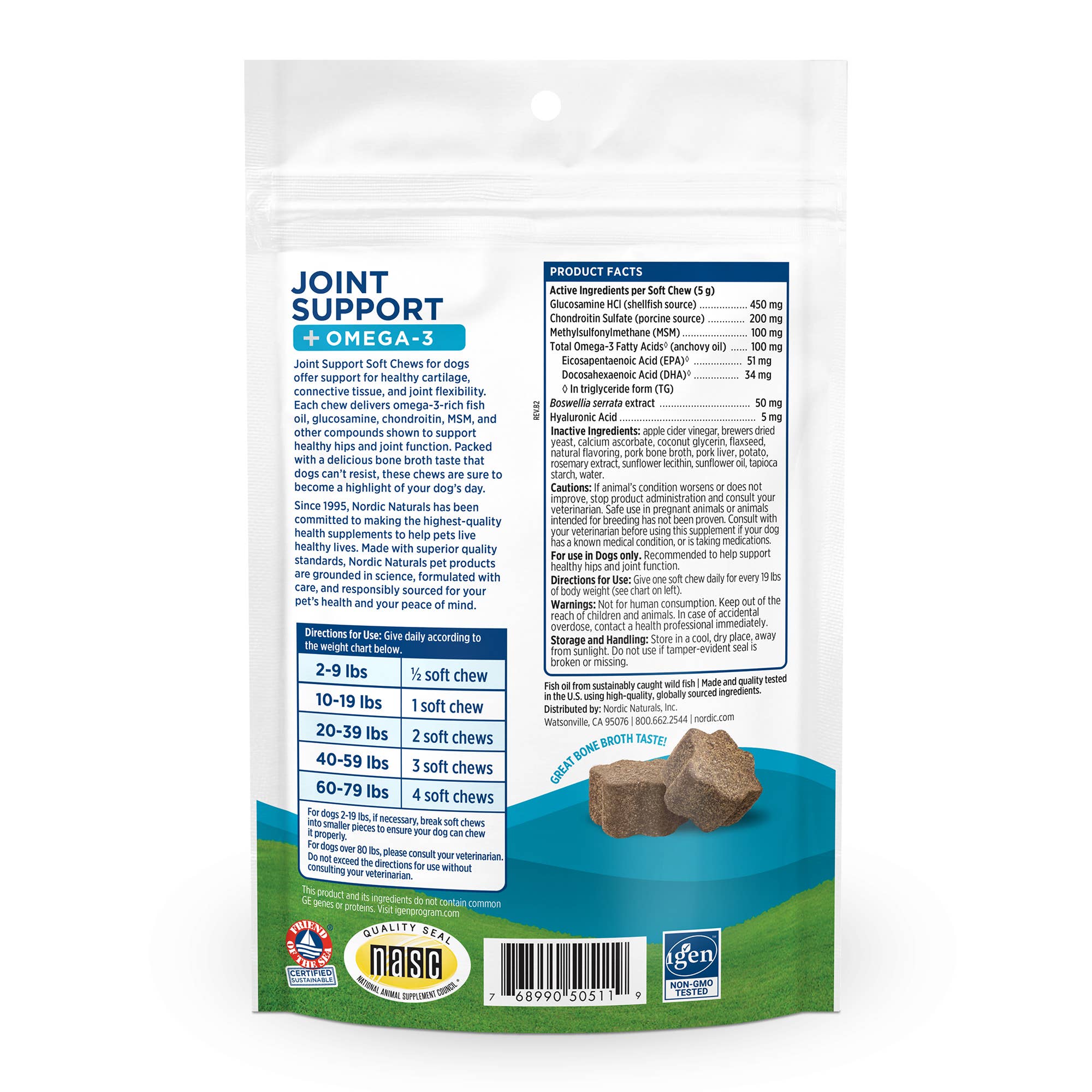 Nordic Naturals - Vente Compléments alimentaires – chien - Soutien Articulaire pour Animaux + Bouchées Moelleuses Omega-3 30 unités2