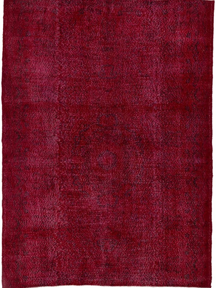 Tapis turc moderne fait main de 7,4 x 10 pieds de couleur rouge bordeaux pour la vente par Rug Specialist LLC.